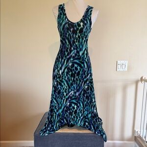Snap USA Blue Animal Print High-Low Maxi Dress Cutout Back Size M